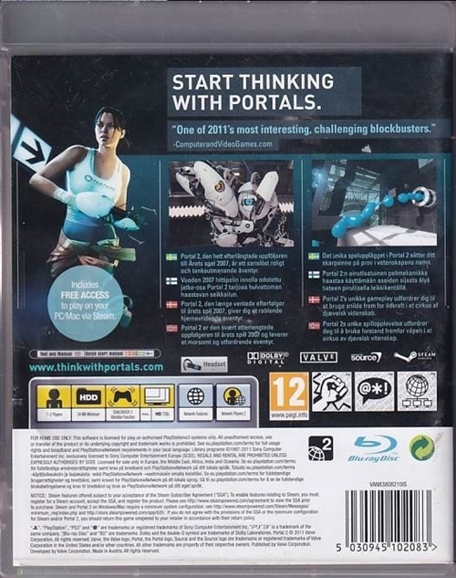 Portal 2 - PS3 (B Grade) (Genbrug)